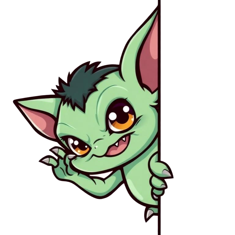 Growth gremlin mascot peeking out